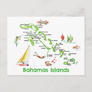 Postal Mapa de las Islas Bahamas