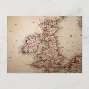 Postal Mapa de las Islas Británicas