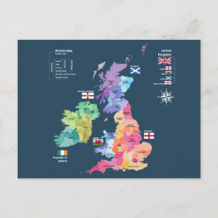 Postal Mapa de las Islas Británicas