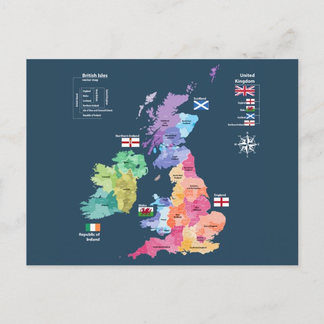 Postal Mapa de las Islas Británicas (Anverso)