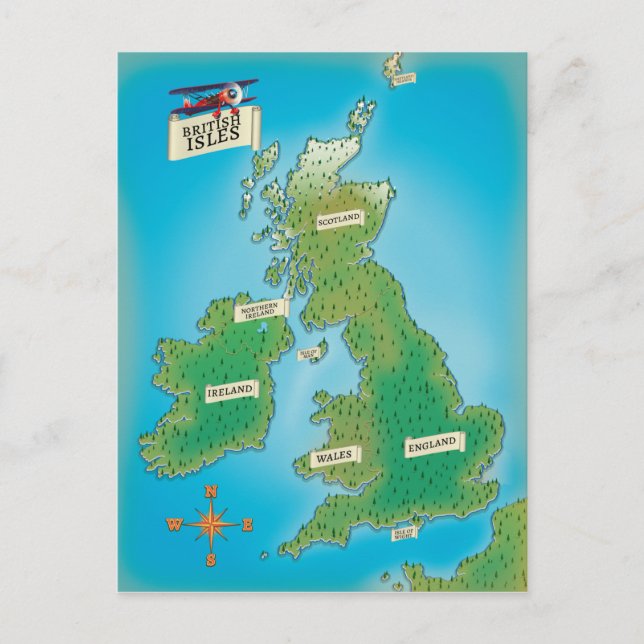 Postal Mapa de las Islas Británicas (Anverso)