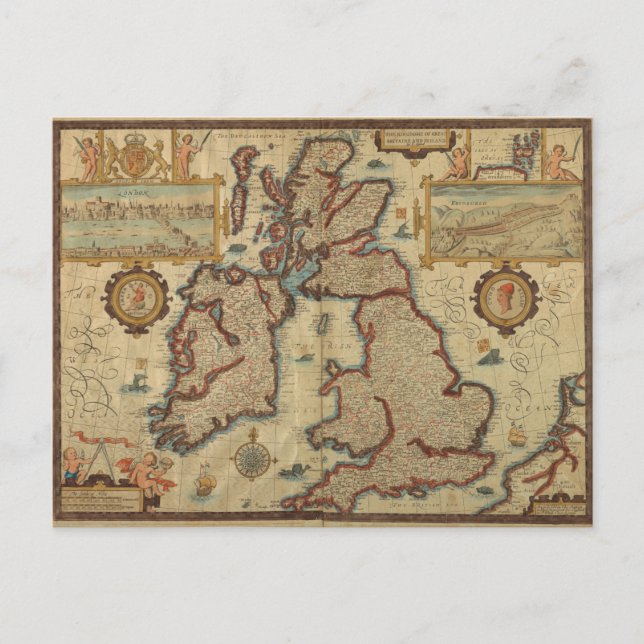 Postal Mapa de las Islas Británicas, 1552 - 1629 (Anverso)