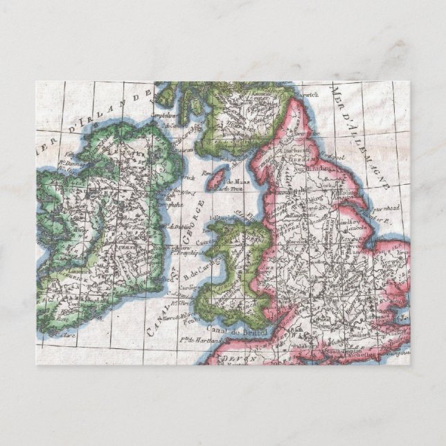 Postal Mapa de las Islas Británicas (1780) (Anverso)