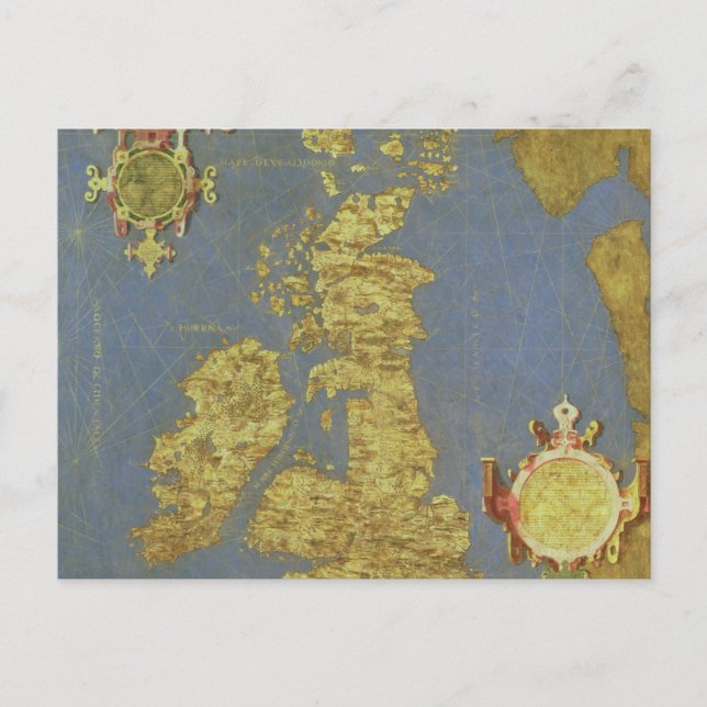 Postal Mapa de las Islas Británicas del siglo XVI (Anverso)