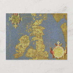 Postal Mapa de las Islas Británicas del siglo XVI