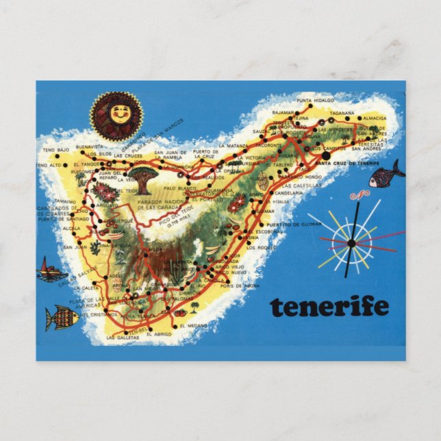 Postal Mapa de las Islas Canarias  (Anverso)