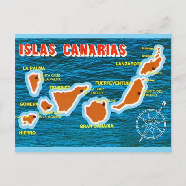 Postal Mapa de las Islas Canarias  (Anverso)