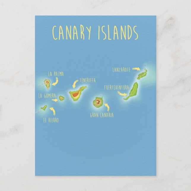 Postal Mapa de las islas Canarias (Anverso)