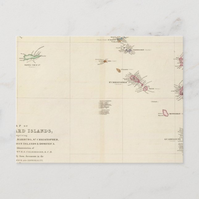 Postal Mapa de las islas de Sotavento (Anverso)