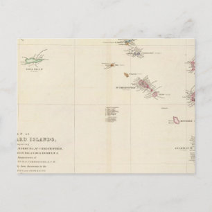 Postal Mapa de las islas de Sotavento
