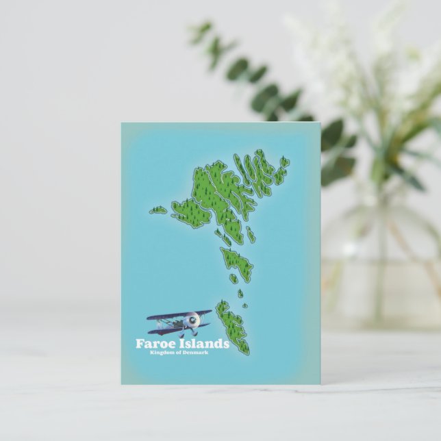 Postal Mapa de las Islas Feroe Reino de Dinamarca (Anverso de pie)