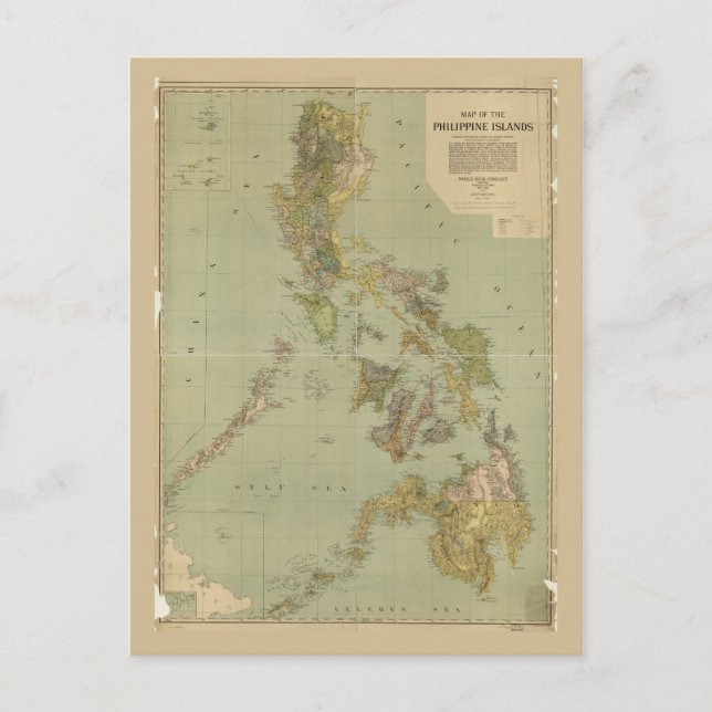 Postal Mapa de las Islas Filipinas (1908) (Anverso)