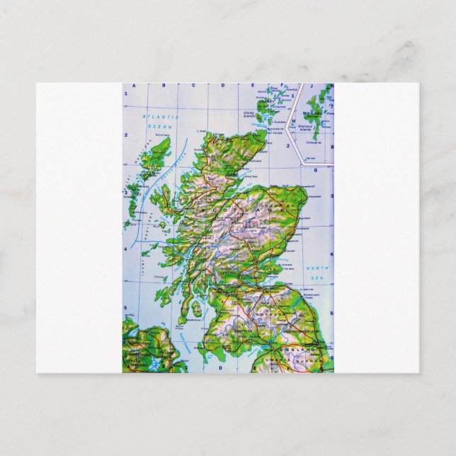 Postal Mapa de las Islas Orkney de Escocia (Anverso)