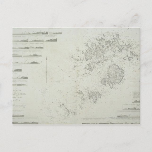 Postal Mapa de las islas Scilly en Gran Bretaña (Anverso)
