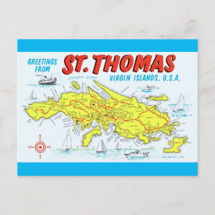 Postal Mapa de las Islas Vírgenes de St. Thomas