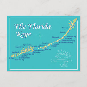 Postal Mapa de las teclas de Florida