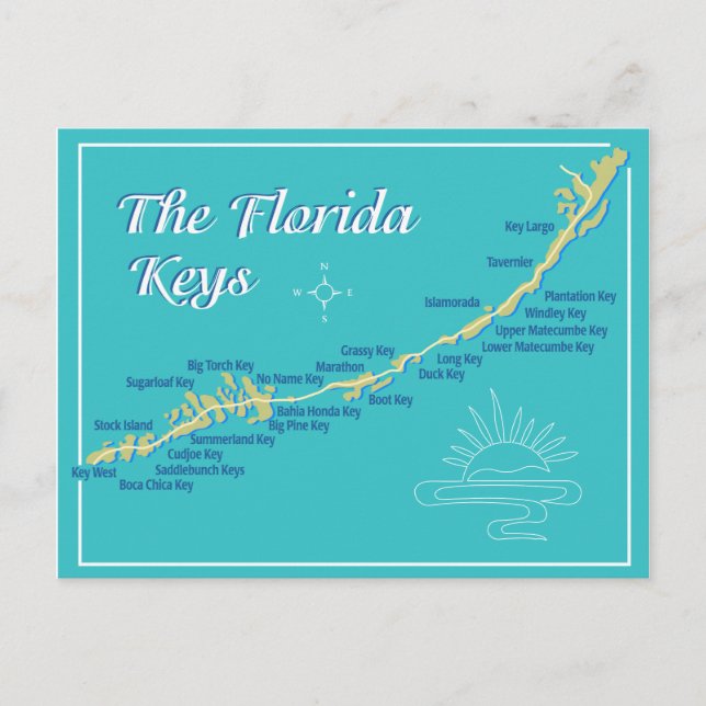 Postal Mapa de las teclas de Florida (Anverso)