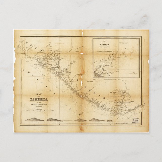 Postal Mapa de Liberia (1870) (Anverso)