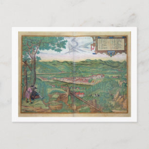 Postal Mapa de Linz, de 'Civitates Orbis Terrarum' por Ge