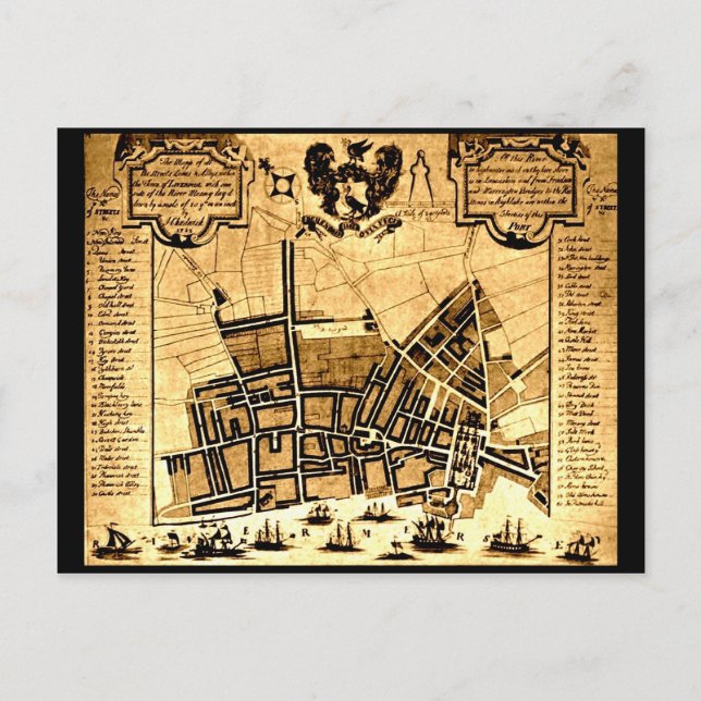 Postal Mapa de Liverpool, 1725 (Anverso)