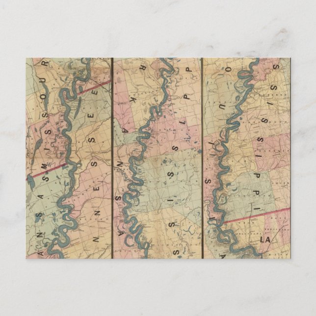 Postal Mapa de Lloyd del río Misisipi Inferior (Anverso)