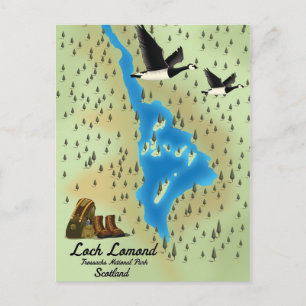 Postal Mapa de Loch Lomond, Trossachs, Escocia