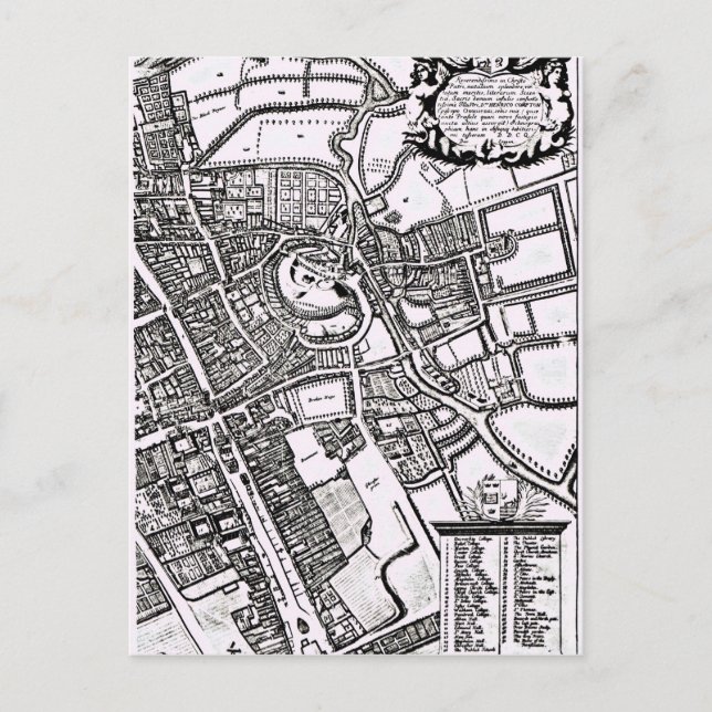 Postal Mapa de Loggan de Oxford, Hoja Occidental (Anverso)