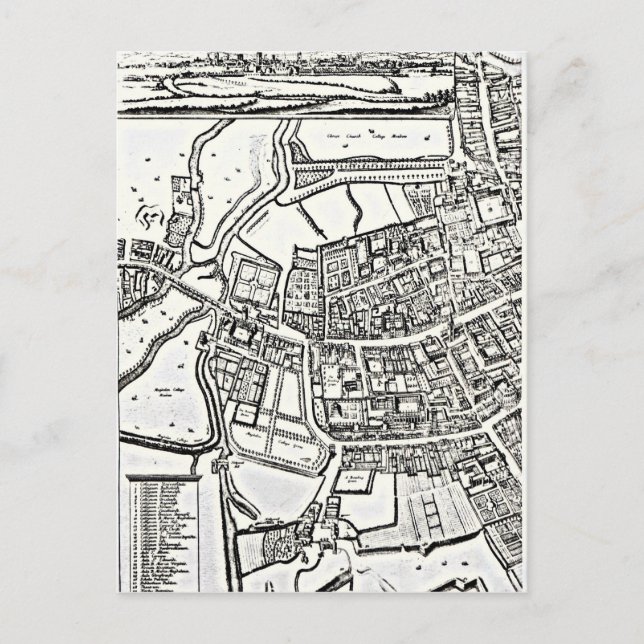 Postal Mapa de Loggan de Oxford, Hoja Oriental (Anverso)