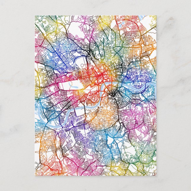 Postal Mapa de Londres en Inglaterra (Anverso)