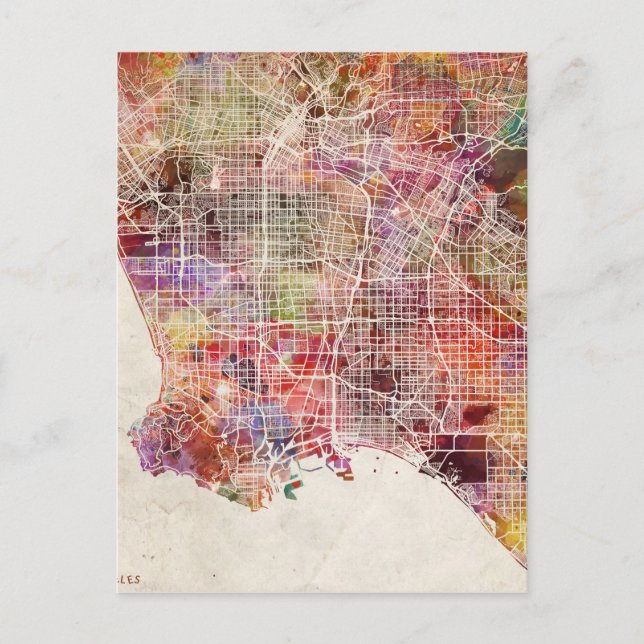 Postal Mapa de Los Ángeles (Anverso)