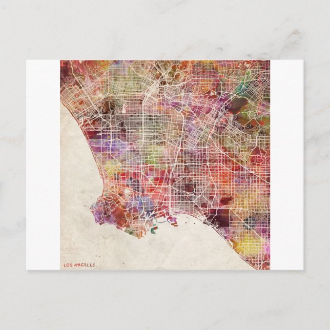 Postal Mapa de Los Ángeles (Anverso)