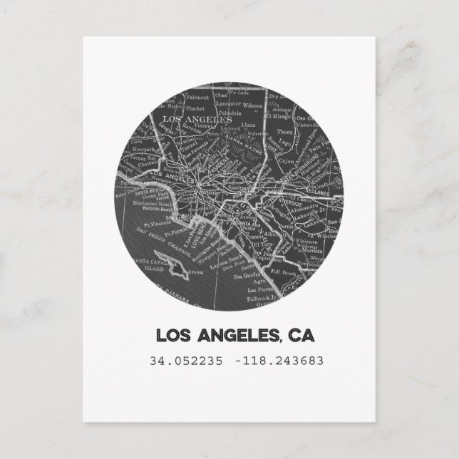Postal Mapa de Los Ángeles (Anverso)