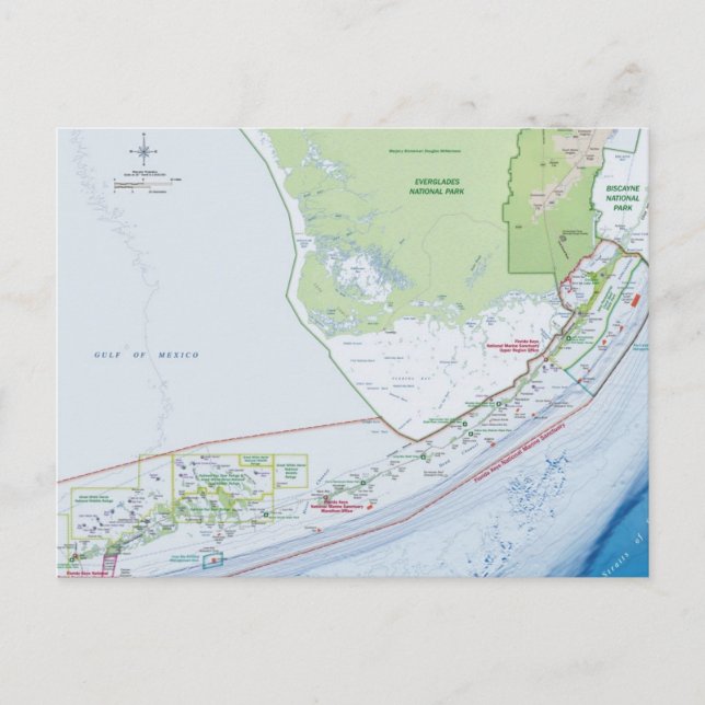 Postal Mapa de los Cayos de Florida (Anverso)