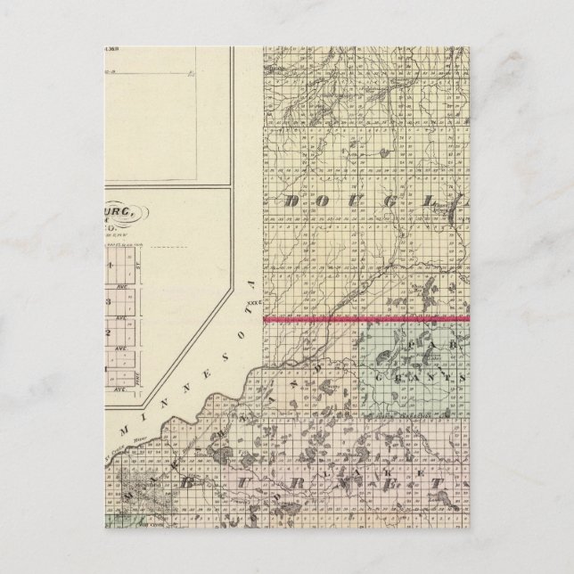Postal Mapa de los condados de Douglas y Burnett (Anverso)