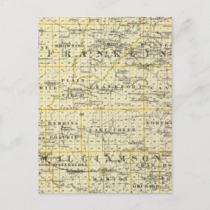 Postal Mapa de los condados de Franklin y Williamson