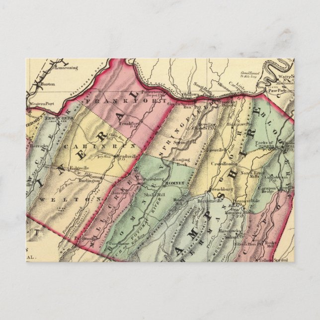 Postal Mapa de los condados de Mineral, Hampshire (Anverso)