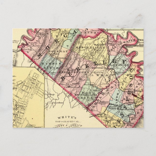 Postal Mapa de los condados de Morgan, Berkeley y Jeffers (Anverso)