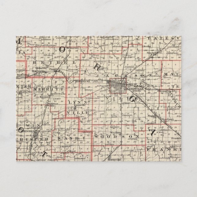 Postal Mapa de los condados de Morgan y Scott (Anverso)