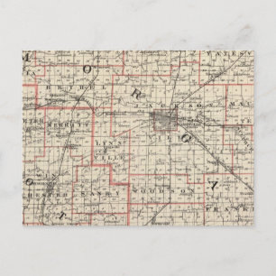 Postal Mapa de los condados de Morgan y Scott