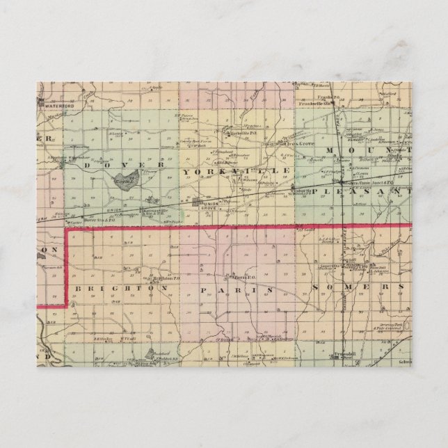 Postal Mapa de los condados de Racine y Kenosha (Anverso)