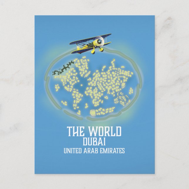 Postal Mapa de los Emiratos Árabes Unidos en el mundo Dub (Anverso)