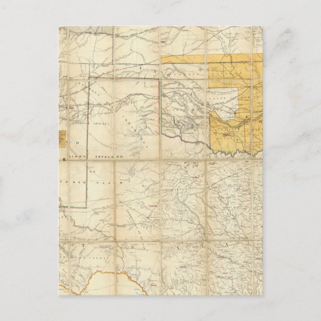 Postal Mapa De Los Estados De Kansas Y Texas (Anverso)