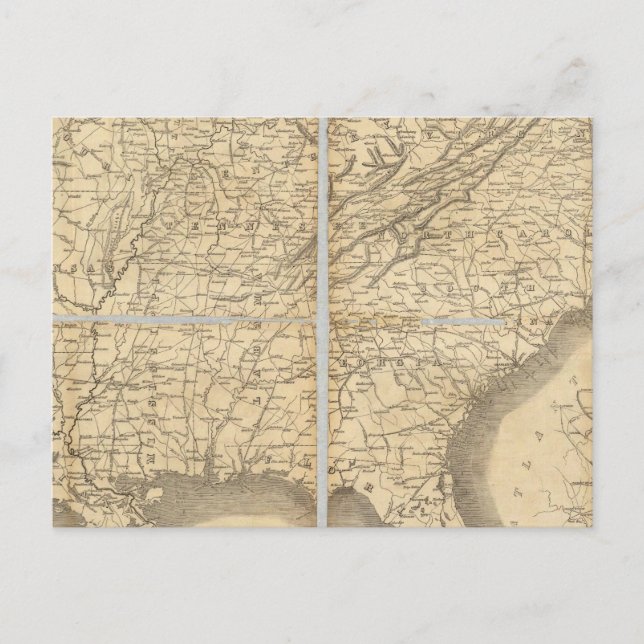 Postal Mapa De Los Estados Del Sur (Anverso)