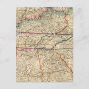 Postal Mapa de los Estados del Sur de América