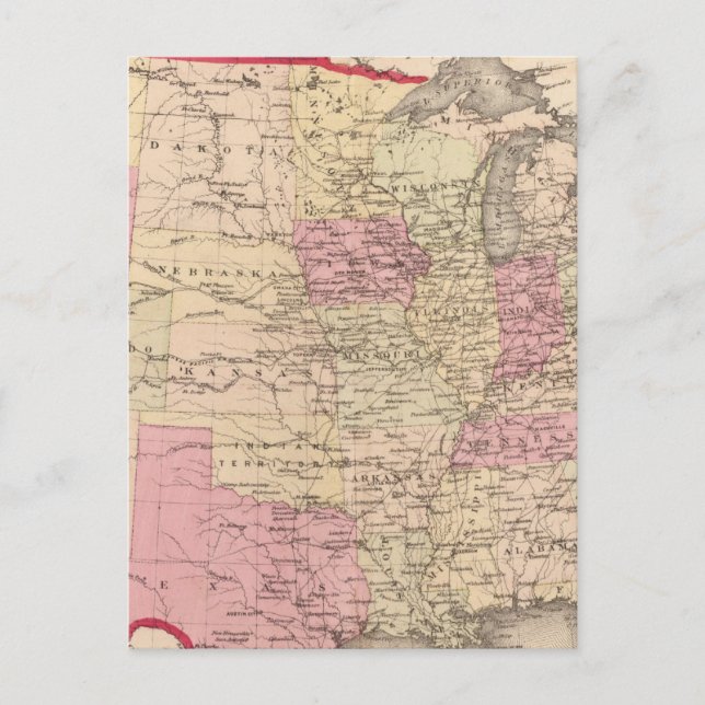 Postal Mapa de los Estados Unidos 5 (Anverso)