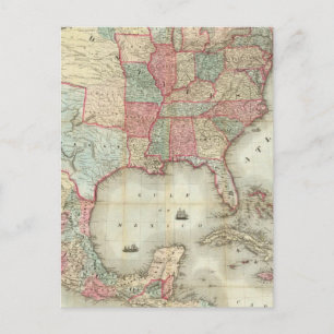 Postal Mapa de los Estados Unidos de América