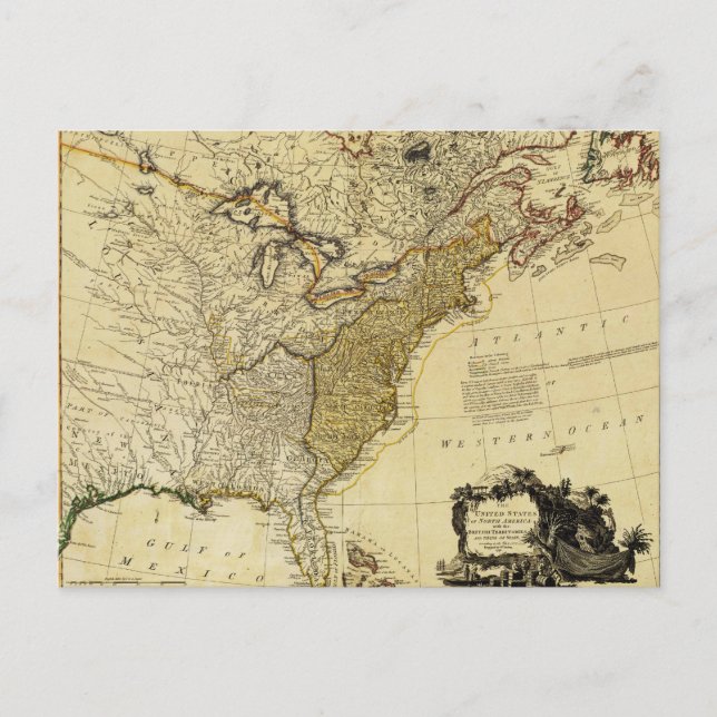 Postal Mapa de los Estados Unidos de América de 1784 por  (Anverso)