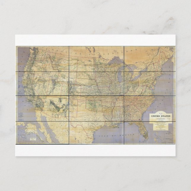 Postal Mapa de los Estados Unidos de América de 1873 (Anverso)