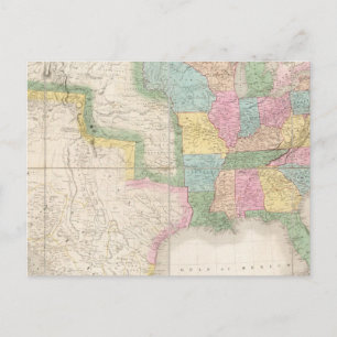 Postal Mapa de los Estados Unidos de América del Norte