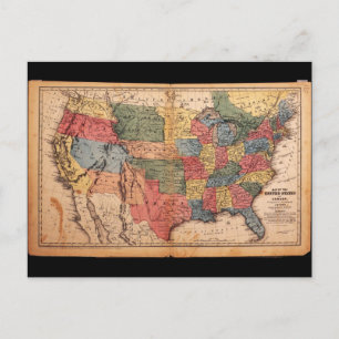 Postal Mapa de los Estados Unidos de América en 1853